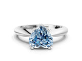 Silver Fancy Blue Heart  Cut Solitaire Engagement Ring with Tapered Band and Four-Prong Setting 1
