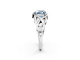 Silver Fancy Blue Heart Cut Solitaire Intertwined Band Prong Setting Ring_8
