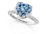 Silver Fancy Blue Heart Cut Solitaire Split Shank Pave Diamond Engagement Ring with Four-Prong Setting_43