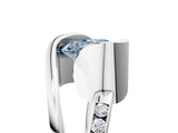 Silver Fancy Blue Heart Cut Solitaire Tension-Set Diamond Split Shank Ring_35
