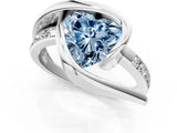 Silver Fancy Blue Heart Cut Solitaire Tension-Set Diamond Split Shank Ring_7