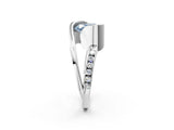 Silver Fancy Blue Heart Cut Solitaire Tension-Set Diamond Split Shank Ring_8