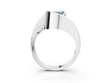 Silver Fancy Blue Heart Cut Solitaire Tension-Set Diamond Split Shank Ring_9