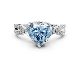 Silver Fancy Blue Heart Cut Solitaire Twist Pave Diamond Engagement Ring with Prong Setting_42