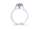 Silver Fancy Blue Heart  Solitaire Diamond Ring with Four-Prong Setting and Tapered Band 3