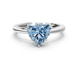 Silver Fancy Blue Heart  Solitaire Diamond Ring with Split Shank and Four-Prong Setting_12
