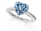 Silver Fancy Blue Heart  Solitaire Diamond Ring with Split Shank and Four-Prong Setting_13