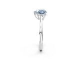 Silver Fancy Blue Heart  Solitaire Diamond Ring with Split Shank and Four-Prong Setting_14