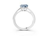 Silver Fancy Blue Heart  Solitaire Diamond Ring with Split Shank and Four-Prong Setting_15