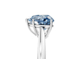 Silver Fancy Blue Heart  Solitaire Diamond Ring with Split Shank and Four-Prong Setting_17