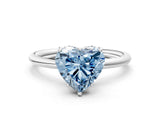 Silver Fancy Blue Heart  Solitaire Diamond Ring with a Classic Band and Four-Prong Setting 1