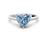 Silver Fancy Blue Heart  Solitaire Engagement Ring with Six-Prong Setting and Classic Band 1