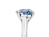 Silver Fancy Blue Heart  Solitaire Engagement Ring with Six-Prong Setting and Classic Band