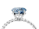 Silver Fancy Blue Heart  Solitaire Twist Band Ring with Four-Prong Setting_10