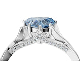 Silver Fancy Blue Heart  Solitaire Twist Band Six-Prong Setting 1