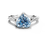 Silver Fancy Blue Heart  Solitaire Twist Band Six-Prong Setting 2
