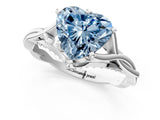 Silver Fancy Blue Heart  Solitaire Twist Band Six-Prong Setting 3