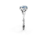 Silver Fancy Blue Heart  Solitaire Twist Band Six-Prong Setting 4