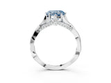 Silver Fancy Blue Heart  Solitaire Twist Band Six-Prong Setting 5