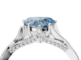Silver Fancy Blue Heart  Solitaire Twist Band Six-Prong Setting