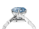 Silver Fancy Blue Heart  Solitaire Twist Band with Leaf Prong Setting 5