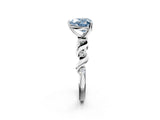 Silver Fancy Blue Heart  Solitaire Twisted Band with Prong Setting 3