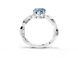 Silver Fancy Blue Heart  Solitaire Twisted Pave Diamond Ring with Four-Prong Setting_3