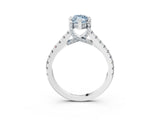 Silver Fancy Blue Marquise  Brilliant Diamond Solitaire with Pavé Band and Four-Prong Setting 4