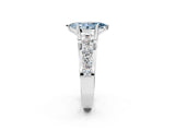 Silver Fancy Blue Marquise  Brilliant Solitaire with Side Stones on a Pave Band and Four-Prong Setting_14