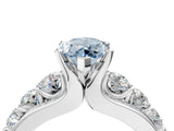 Silver Fancy Blue Marquise  Brilliant Solitaire with Side Stones on a Pave Band and Four-Prong Setting_16