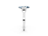 Silver Fancy Blue Marquise Cut Brilliant Solitaire Diamond Ring with Channel Set Band and Bar Prong Setting_104