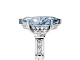 Silver Fancy Blue Marquise Cut Brilliant Three-Stone Pave Band with Four-Prong Setting_11