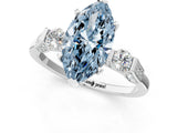 Silver Fancy Blue Marquise Cut Brilliant Three-Stone Pave Band with Four-Prong Setting_7