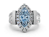 Silver Fancy Blue Marquise Cut Cut Halo Split Shank Prong Set Ring_6