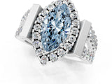 Silver Fancy Blue Marquise Cut Cut Halo Split Shank Prong Set Ring_7