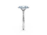 Silver Fancy Blue Marquise Cut Diamond Brilliant Solitaire Ring with Pavé Band and Four-Prong Setting_44
