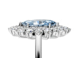 Silver Fancy Blue Marquise Cut Diamond Floral Double Halo Engagement Ring with Prong Setting_35