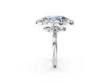 Silver Fancy Blue Marquise Cut Diamond Floral Halo Split Shank Prong Setting Ring_32