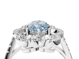 Silver Fancy Blue Marquise Cut Diamond Floral Halo Split Shank Prong Setting Ring_34