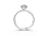 Silver Fancy Blue Marquise Cut Diamond Pavé Solitaire Ring with Round Band and Prong Setting_3