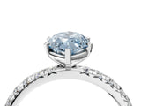 Silver Fancy Blue Marquise Cut Diamond Pavé Solitaire Ring with Round Band and Prong Setting_4
