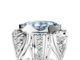Silver Fancy Blue Marquise Cut Diamond Pave Art Deco Split Shank Ring with Four-Prong Setting_11