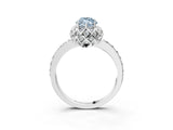 Silver Fancy Blue Marquise Cut Diamond Scalloped Halo Engagement Ring with Round Shared Prong Band_9