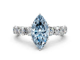 Silver Fancy Blue Marquise Cut Diamond Side Stone Engagement Ring with Four-Prong Setting_24