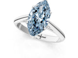 Silver Fancy Blue Marquise Cut Diamond Solitaire Engagement Ring with Cathedral Setting and Four-Prong Mount_1