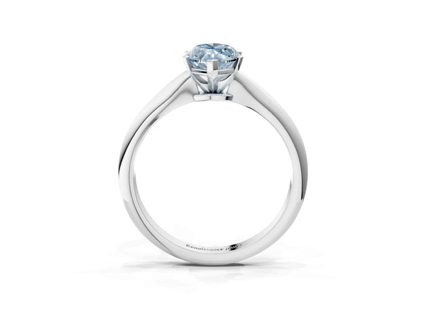 Sterling Silver Marquise Solitaire Engagement Ring Setting for Fancy Blue Center with Thin Band