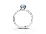 Silver Fancy Blue Marquise Cut Diamond Solitaire Pavé Engagement Ring with Round Band and Prong Setting_5