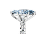 Silver Fancy Blue Marquise Cut Diamond Solitaire Pavé Engagement Ring with Round Band and Prong Setting_7