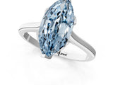 Silver Fancy Blue Marquise Cut Diamond Solitaire Ring with Flower Prong Setting and Classic Band_21