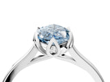 Silver Fancy Blue Marquise Cut Diamond Solitaire Ring with Flower Prong Setting and Classic Band_24